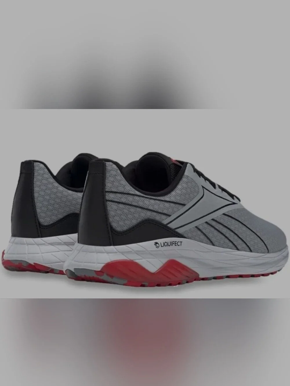Reebok Gray and Black Running Shoe with Red Accents Men's LIQUIFECT Men 8.5
